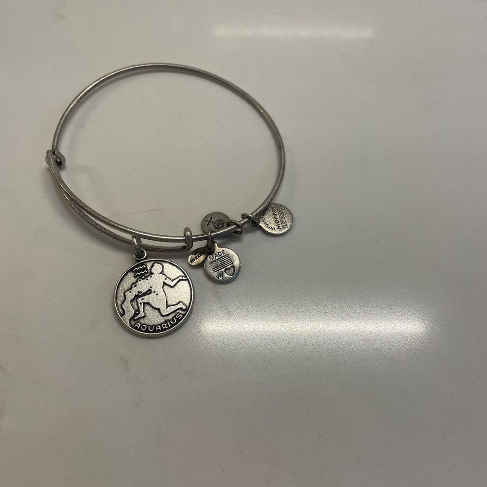 EUC Alex and Ani Silver Charm Aquarius Zodiac Bangle Bracelet